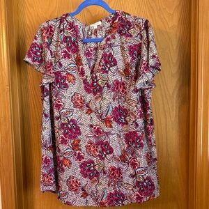 Maurices Multicolor Floral V-Neck Blouse